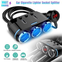 5-in-1 3Way Car Cigarette Lighter Socket Splitter Fast Charger Power Adapter