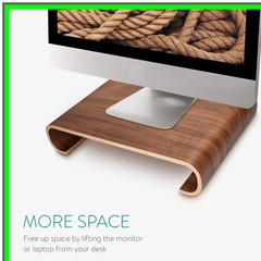 Walnut Wood Desktop Monitor Stand for Organized Viewing