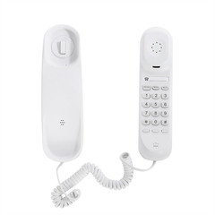 White OF-990 Slimline Telephone Wall-Mountable Basic Corded Telephone No AC Powe