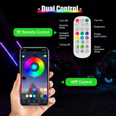 3-4FT RGB LED Whip Lights Spiral Antenna W/Flag & Remote APP For UTV ATV RZR