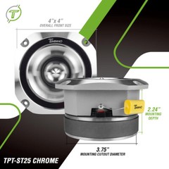 (2) 4″ SUPER TWEETER TIMPANO 900WATTS MAX TPT-ST25 CHROME BULLET 8 OHM PRO AUDIO