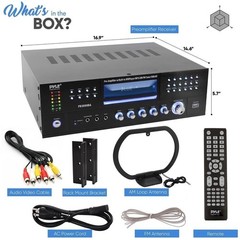 Pyle Bluetooth 4.1 Channel 3000W AM/FM Stereo Receiver Amplifier DVD CD USB/SD