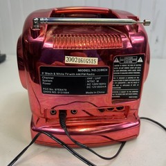 Pacific Technolgy Reddish Pink Mini Black And White TV/Radio W/Antenna