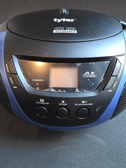 Tyler TAU101-BL CD Boombox AM/FM Radio Aux In Headphone Jack Black/Blue