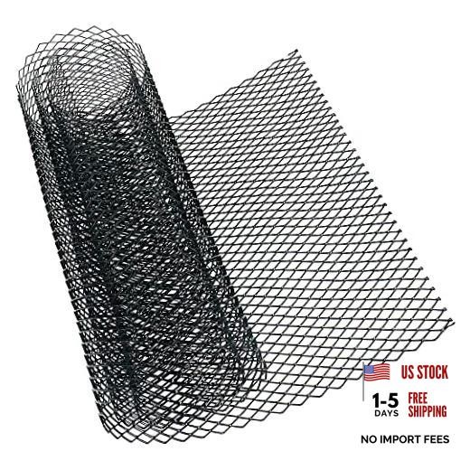 40 x 13 inch Car Grill Mesh Sheet, Black Painted Aluminum 16x8mm Rhombus Black
