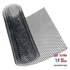 40 x 13 inch Car Grill Mesh Sheet, Black Painted Aluminum 16x8mm Rhombus Black