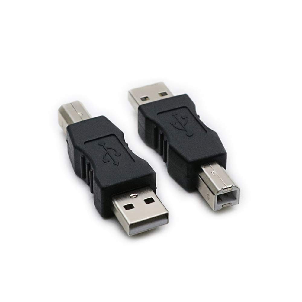 2 PCS USB 2.0 AM/BM Print Plug Type A Male To Type B Male Adapter Coupler