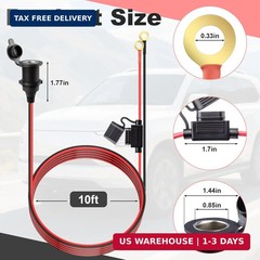 10 FT 12V Fixed Thread Power Outlet, 12V Female Cigarette Lighter Socket, 12 AWG