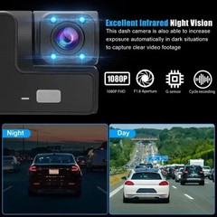 3 Lens Dash Cam Front Cabin Rear 1080P Night Vision, Parking Monitor, G-Sensor