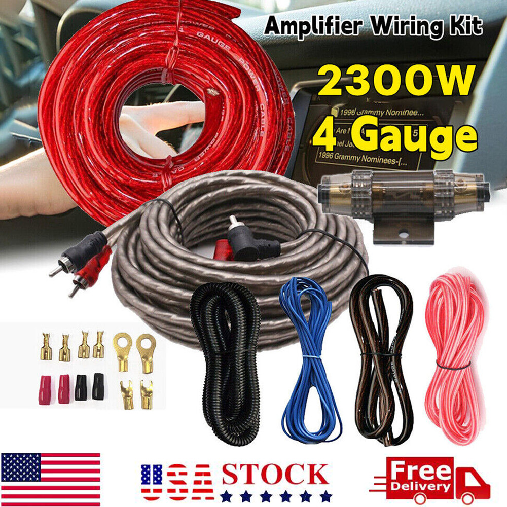 4 Gauge Car Audio Cable Kit Amplifier Install Amp RCA Subwoofer Sub Wiring 2300W
