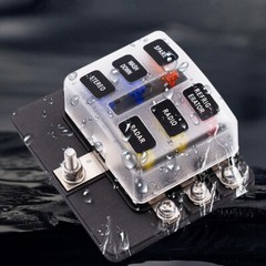 1X 6 Way 12V-32V Car Marine Fuse Box Block Holder W/ 12PCS Blade Fuses Red Light