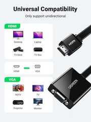UGREEN Active HDMI Male to VGA Female Adapter with 3.5mm Audio Jack up to 1080P