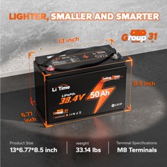 LiTime 36V 50Ah Group 31 Lithium LiFePO4 Battery for Trolling Motor-Refurbished