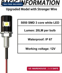 License Plate Light, License Tag Screw Bolt LED, Super Bright 12V Waterproof Lic