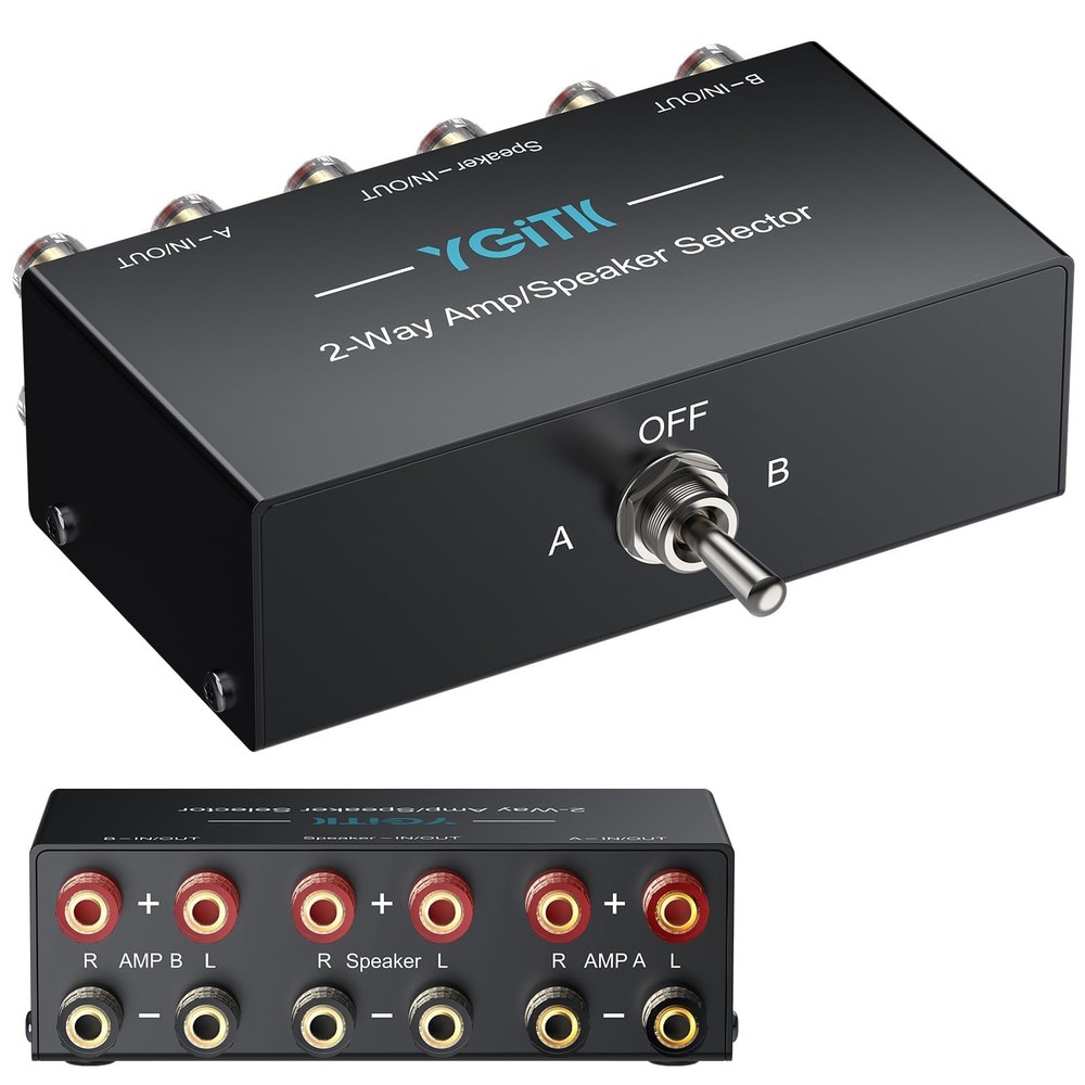 2 Way Amplifier Speaker Switch Selector Box with Banana Jacks