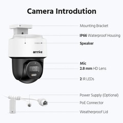 ANNKE 3K 5MP PoE Security IP Camera Full Color Night Vision Two Way Audio H.265+