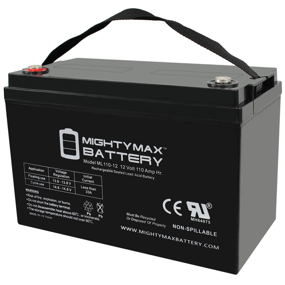 Mighty Max ML110-12 – 12 Volt 110 AH, Internal Thread (INT) Terminal, Rechargeab