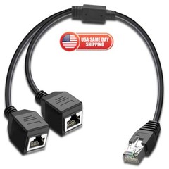 RJ45 Splitter Adapter 1 to 2 Port Ways CAT 7 6 5 LAN Ethernet Cable Connector