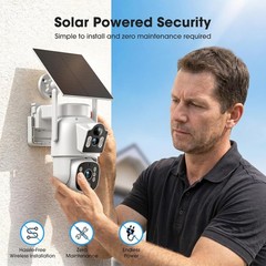 Dual Lens Solar Security Camera System Home Wireless Outdoor 4PC 10CH NVR 500GB