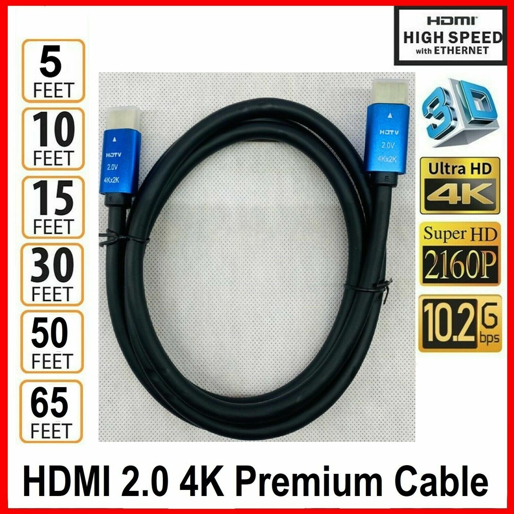 ULTRA HDMI CABLE 2.0 HDTV UHD Ethernet 4K x 2K 3D Audio Return 5 10 30 50 FT Lot