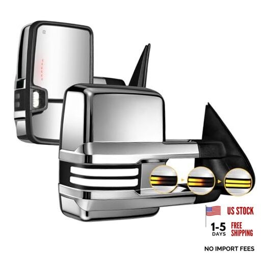 Painted Tow Mirror Switchback Lights Compatible with 2003-2007 Chevy Black