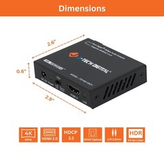 4K HDMI Audio Extractor Converter, SPDIF/3.5MM, HDMI 2.0, HDCP 2.2, HDR10