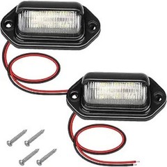 2 PCS White LED License Plate Light, 6-SMD Waterproof Tag Lights, 2 PCS