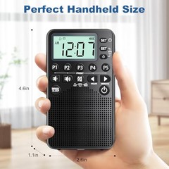 AM FM Radio Portable, Easy to Use AM FM Pocket Radio with LCD Screen, Loud