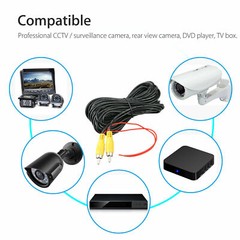 32ft Car Video RCA Extension Cable for Rear View Backup Camera & Detection Wire