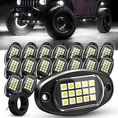 12/16/20/24 Pods Pure White LED Rock Lights, Underglow Underbody Glow Lights Kit