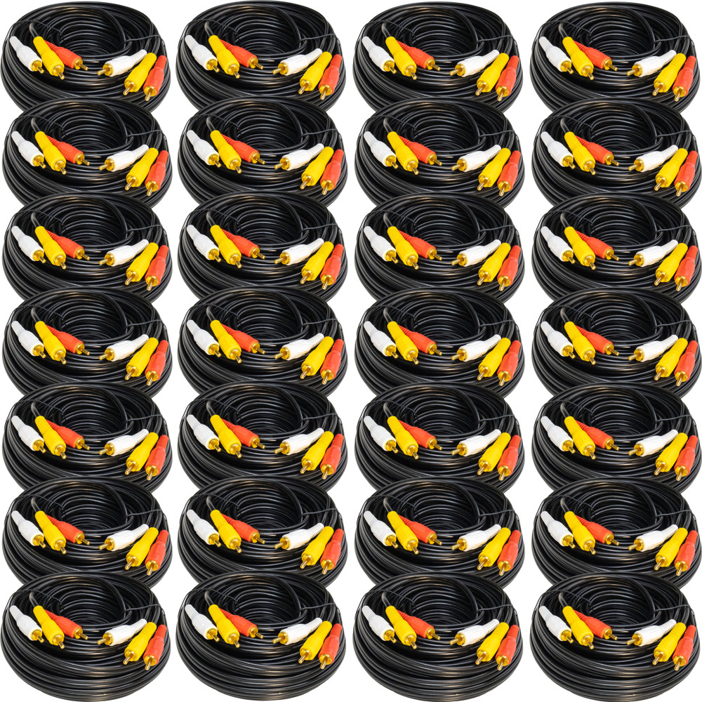 BOX of 28 – 40ft Triple RCA Audio RG59 Shielded Video Cables , TV DVD VCR Cord