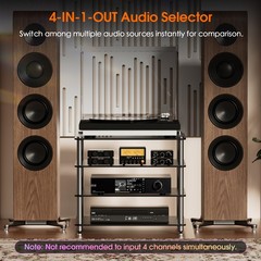 HiFi Audio Switcher 1-IN-4-OUT Splitter 5-Band EQ Preamp Equalizer w/VU Meter