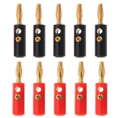 10Pcs Gold Plated Banana Plugs Audio Jack Speaker Wire Cable Screw Connector 4mm