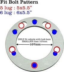 1/4 inch 5×5.5 and 6×5.5 Wheel Spacers Compatible with Chevy 1/4 inch thick