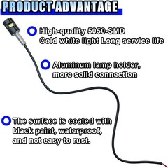 10 Pcs Motorcycle License Plate Light 12v LED License Plate Light Bright Alumini