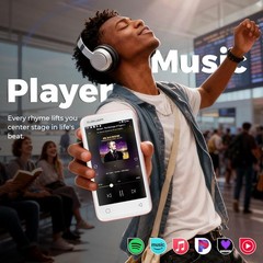 96GB MP3 Player with Bluetooth 5.0 and WiFi Music Player Spotify Audible (PINK)