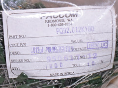 10 PACCOM PK92 .012UF 100V EMI RFI AUDIO POLYESTER PLASTIC FILM CAPACITOR 12NF