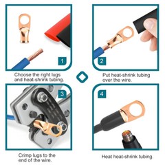 10/30Pcs Copper Battery Lugs Ring Terminals Cable Ends 1/0,2 AWG Wire Connectors