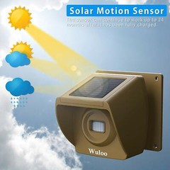 Wuloo 1800feet Long Range Solar Driveway Alarms Wireless Motion Sensor for Home