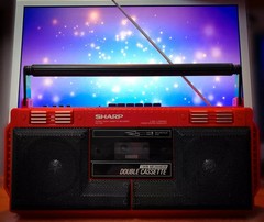 SHARP WQ-T231 RED 🌈RaRe🌈 Vintage Cassette Boombox