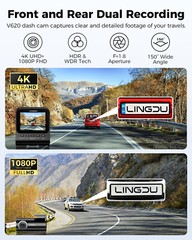 4K+1080P Dash Cam Front and Rear WiFi 6 GPS APP ADAS Camera Night Vision 64GB TF