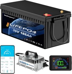 36V 105Ah LiFePO4 battery 200A BMS with 43.8V 25A charger for golf carts