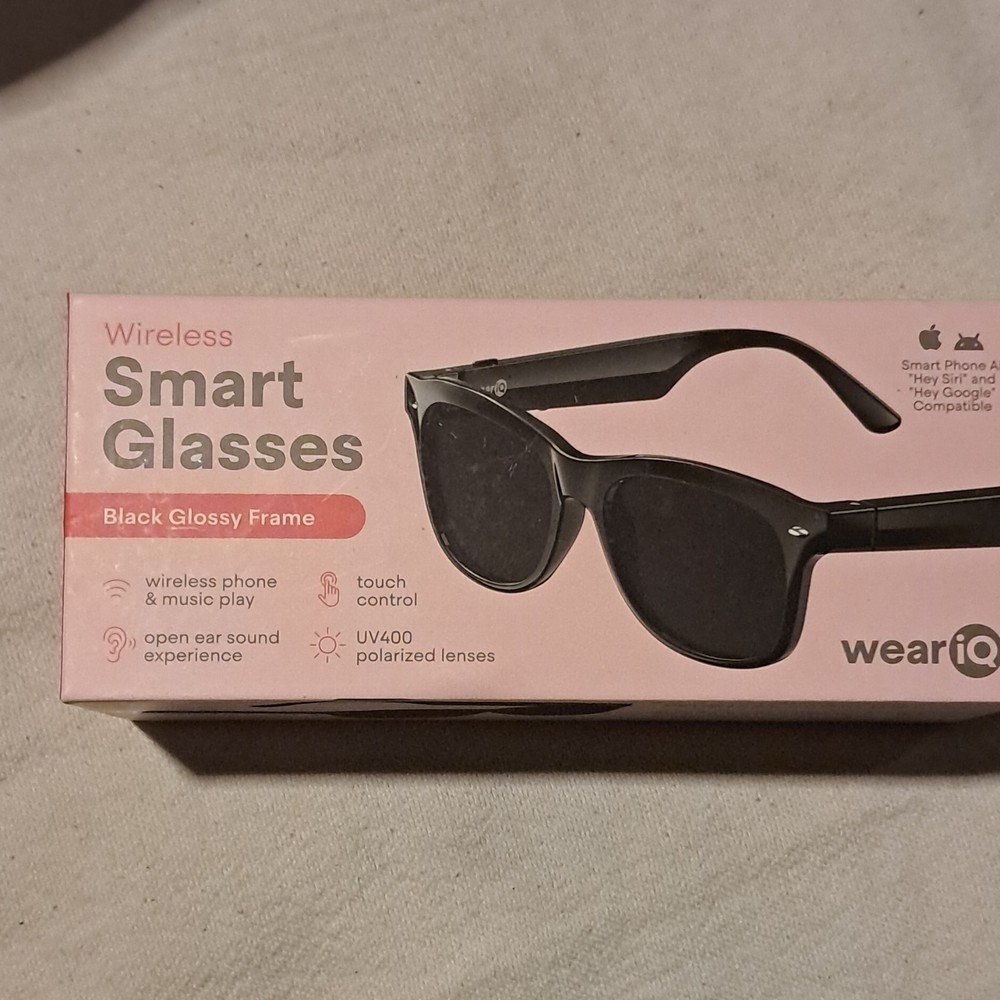 weariQ Wireless Smart Glasses Black Glossy Frame Bluetooth UV400 Speaker