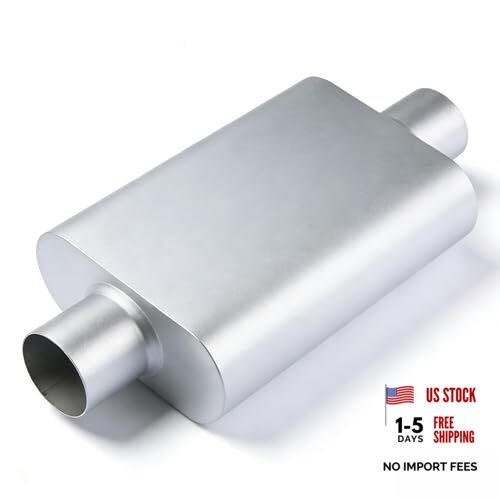 Universal 2.25″(ID) Dual Chamber Exhaust Muffler – 17″ Overall 2.25 Inch SILVER