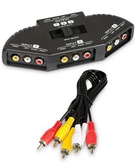 Fosmon 3 Port AV Composite RCA Selector Box Switch Splitter w/ Cable Cord Plug