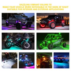 Xprite RGBW LED Rock Lights Neon Kit Remote Control Bluetooth For Jeep Truck UTV