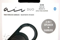 AIR DUO 2 In 1 Speaker + Earbuds, Bluetooth, Black, Up To 40 Hours Playtime. NEW