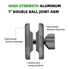 FANAUE Double Socket Arm Compatible with B Size 1″ Ball Components for RAM Mount