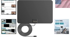 Sleek Indoor HDTV Antenna – 35-45 Miles Range, 16.5ft Coax for 4K/8K Channels