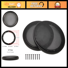 6.5″ Speaker Grill Covers – Car Subwoofer Protector, ABS Plastic & Metal Mesh, 2